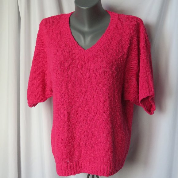 Vintage Slub Knit Short Sleeve Sweater 1980s - Picture 3 of 9
